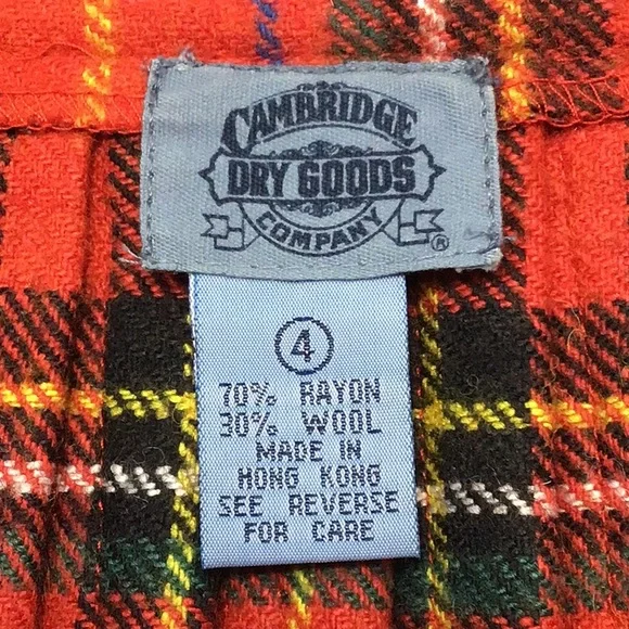 VTG Cambridge Dry Goods Red Tartan Plaid Pleated Wrap Mini Skirt Sz.4 - Picture 2 of 13